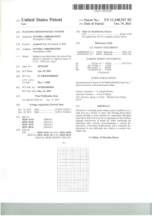 미국_US11,148,767 B2_GLOATING PHOTOVOLTAIC SYSTEM